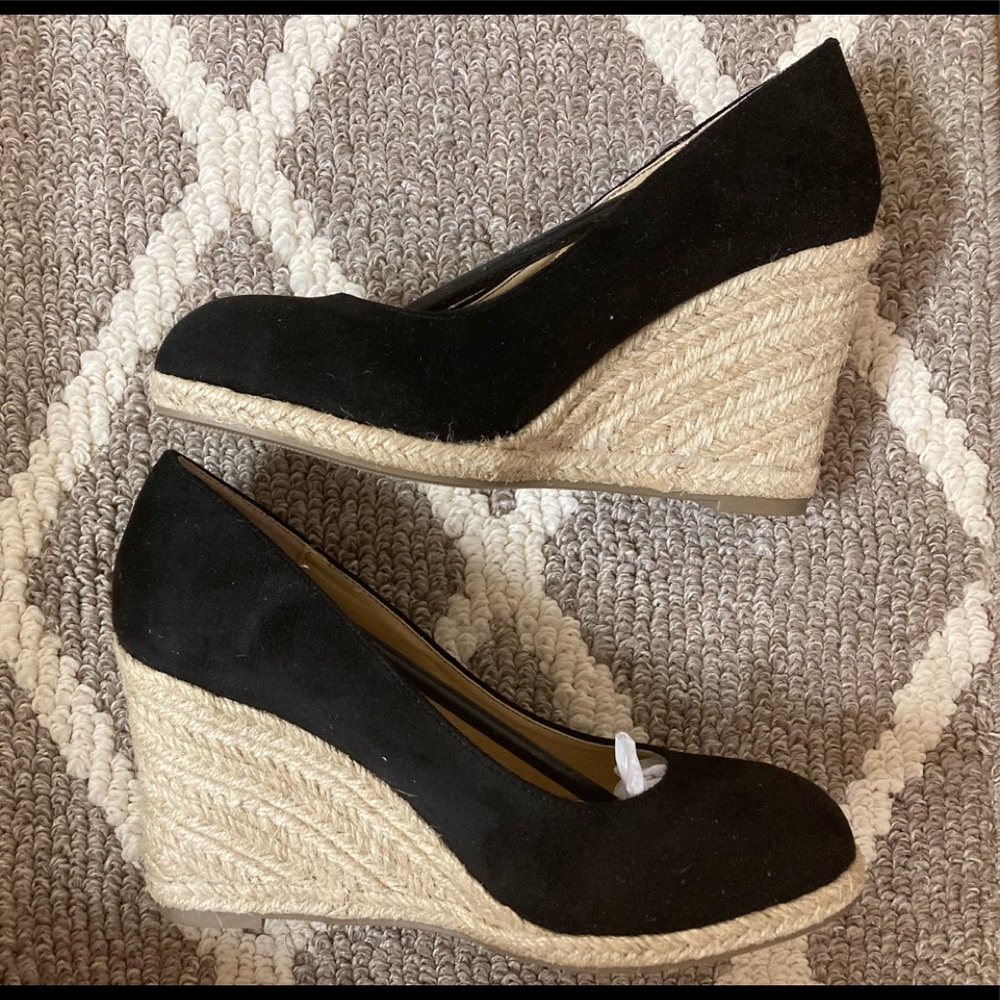Black Espadrilles Wedges, Size US 8
